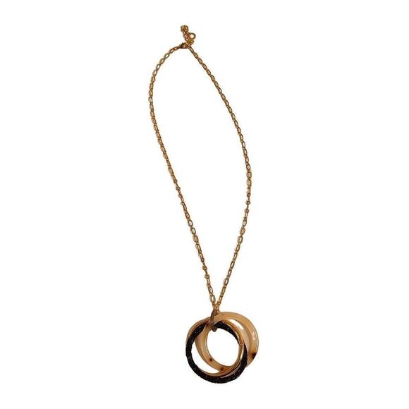 Fashion Jewelry Womens Tri Color Interlinked Circle Pendant Gold Chain Necklace - Picture 10 of 12